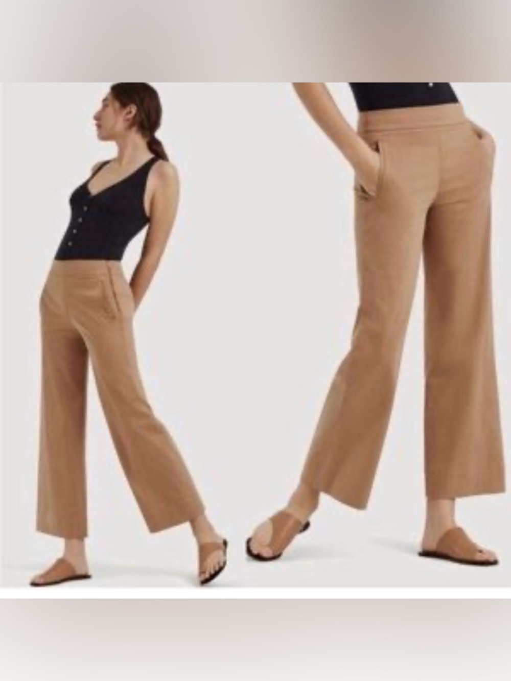 Kit and Ace Women's Wide-Leg Pants in Camel Tan